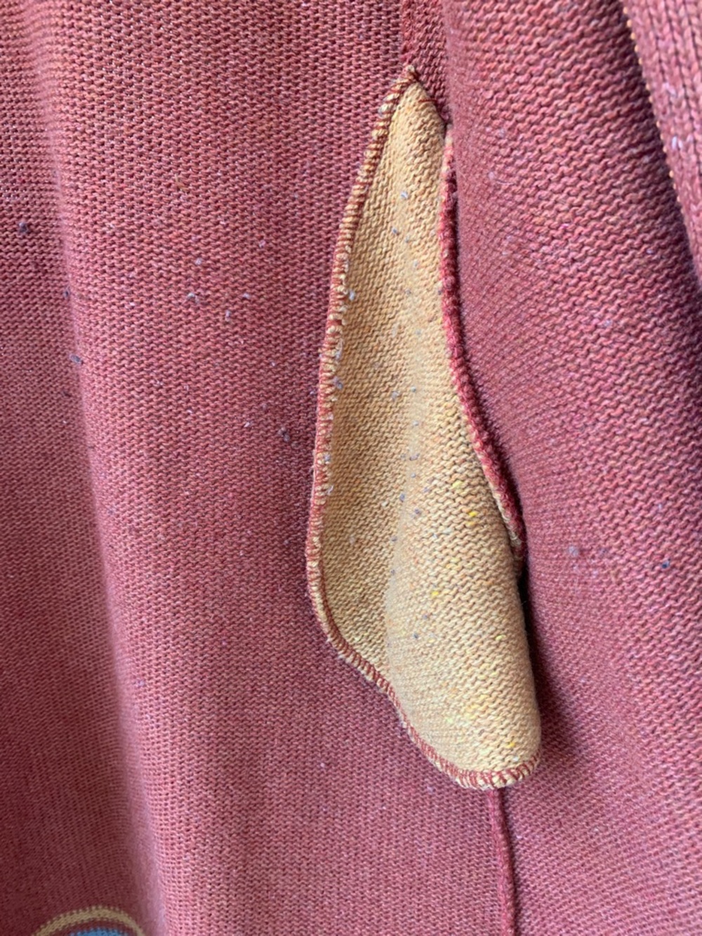 Women’s Two-Tone Zip Front Knit Cardigan - Rust & Mustard - Picture 6 of 7